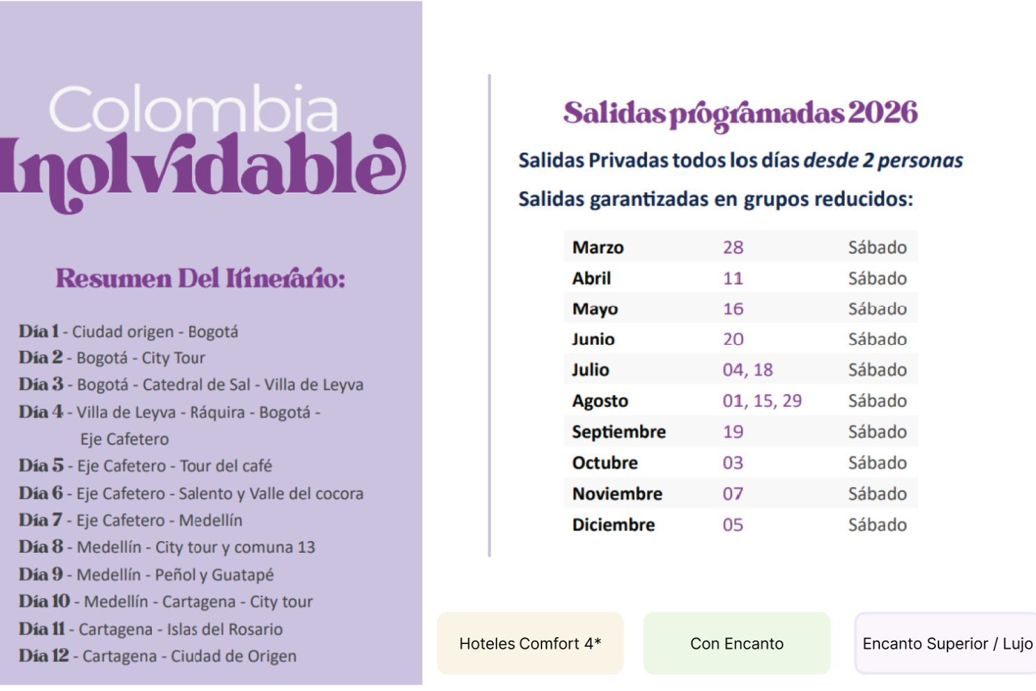 Viaja en grupo por Colombia 2026